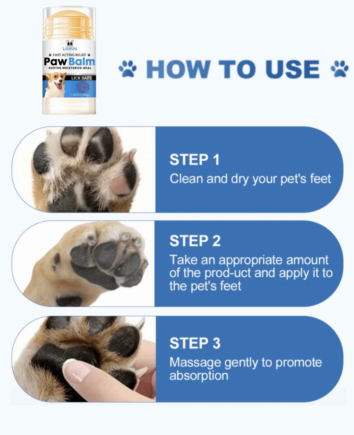 Dog Paw Balm Stick – Soothes Dry & Cracked Paws 🐾