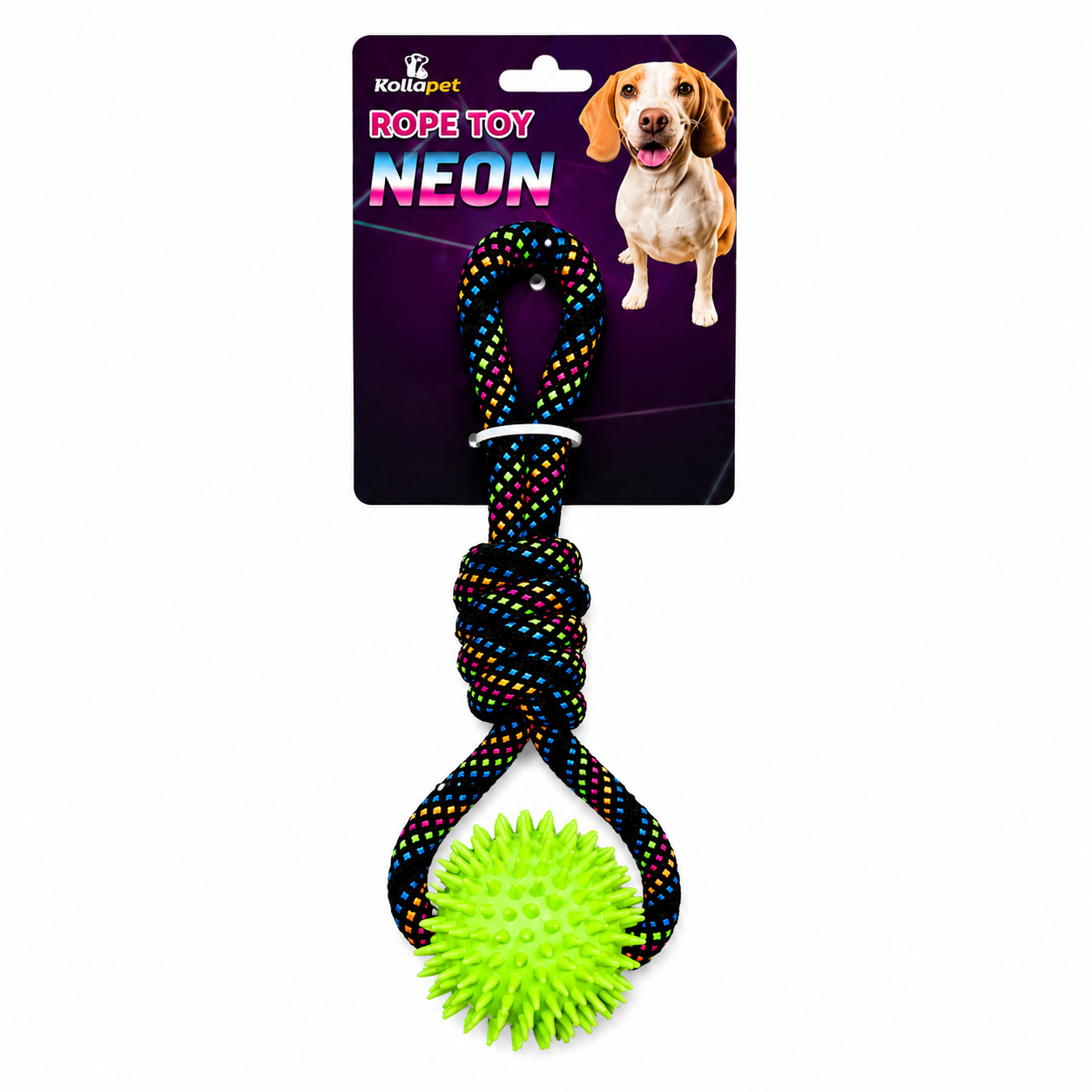 Neon Rope Toy with Spiky Ball