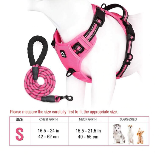 No-Pull Reflective Dog Harness & Rope Lead Set