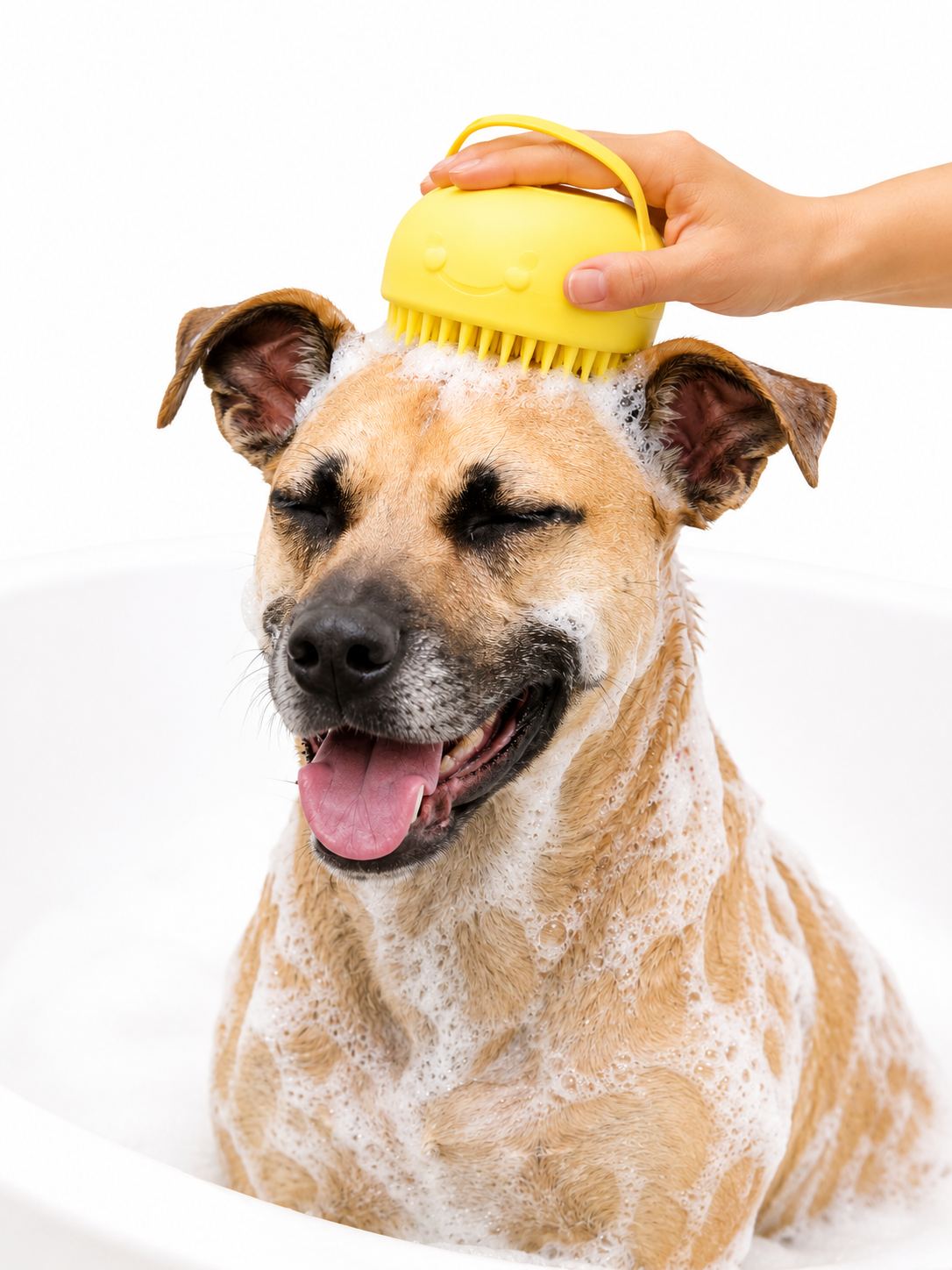 Silicone Pet Grooming Brush with Shampoo Dispenser