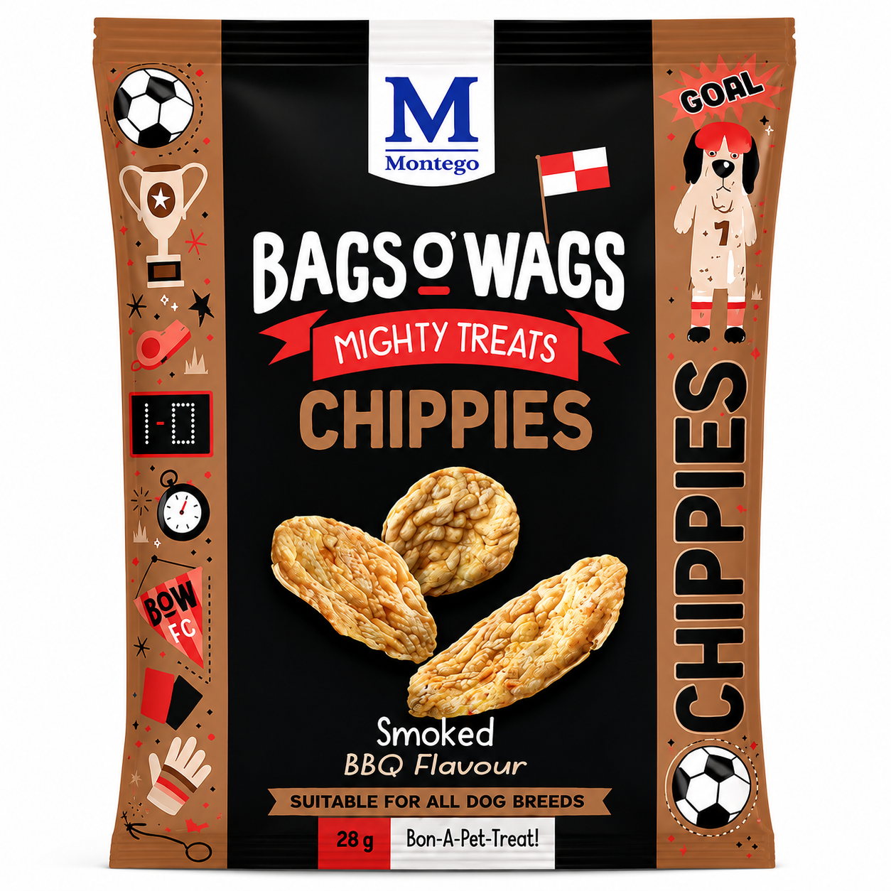 Bags O’ Wags Mighty Treats Chippies – Smoked BBQ Flavour (28g)