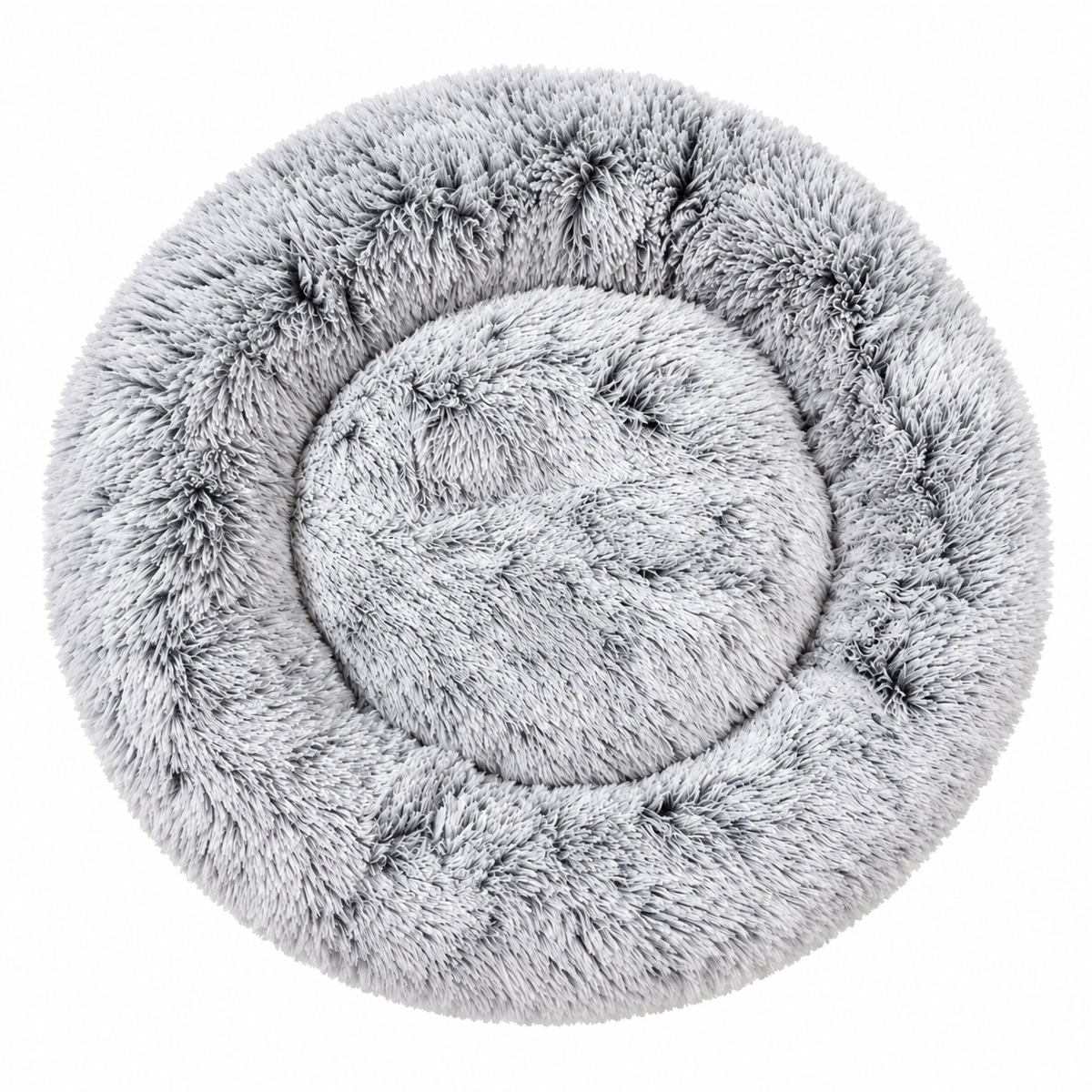 Luxury Plush Round Dog Bed – Grey