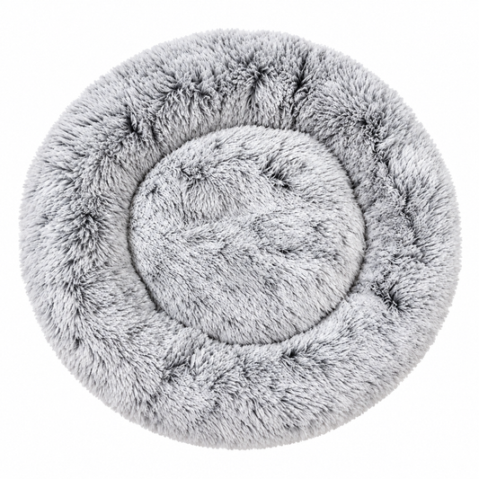 Luxury Plush Round Dog Bed – Grey