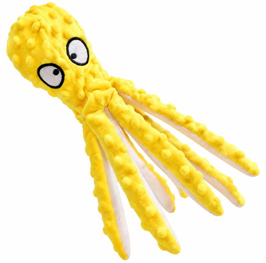 🐙 Squeaky & Crinkle Octopus Plush Dog Toy