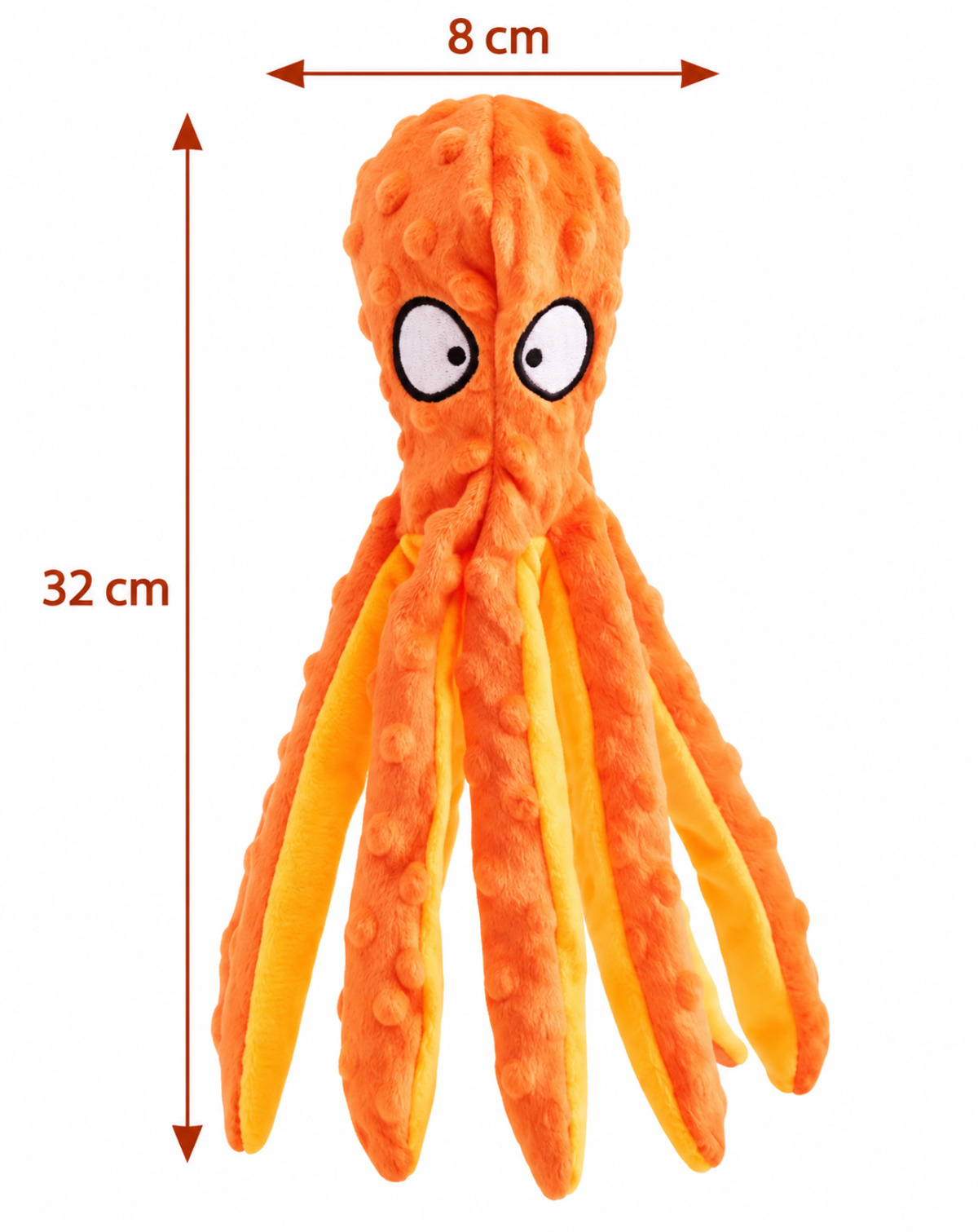 🐙 Squeaky & Crinkle Octopus Plush Dog Toy