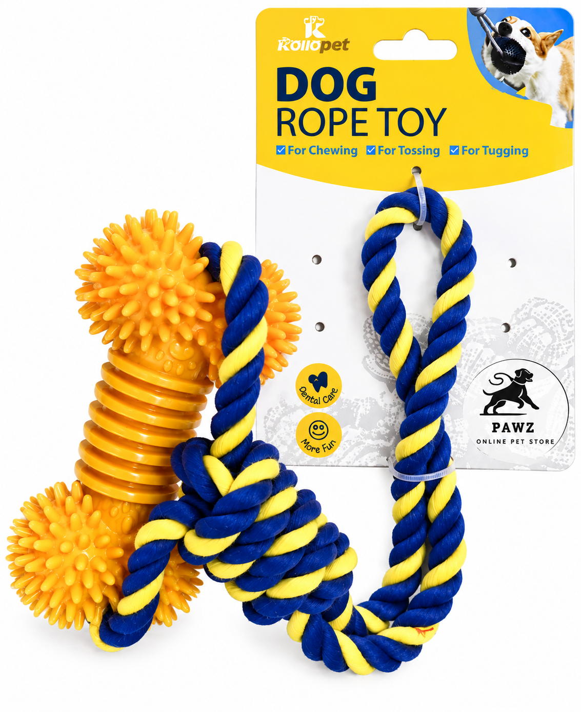 🐾 Rope Tug Toy with Spiky Chew Bone