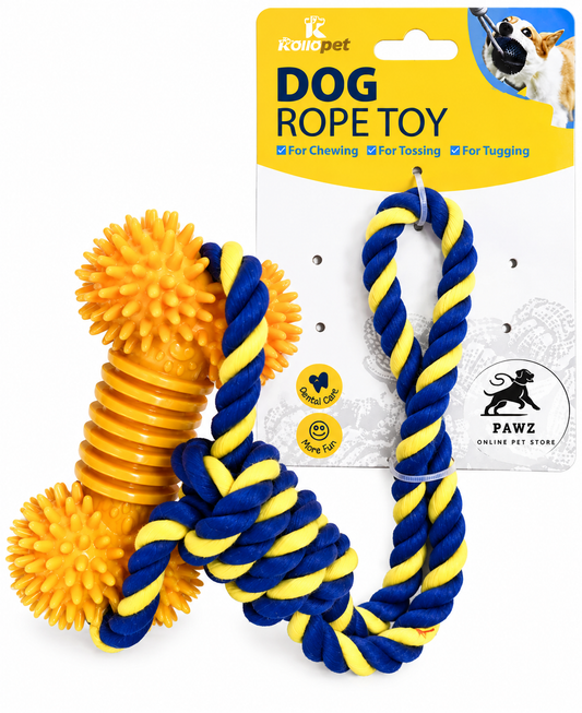 🐾 Rope Tug Toy with Spiky Chew Bone