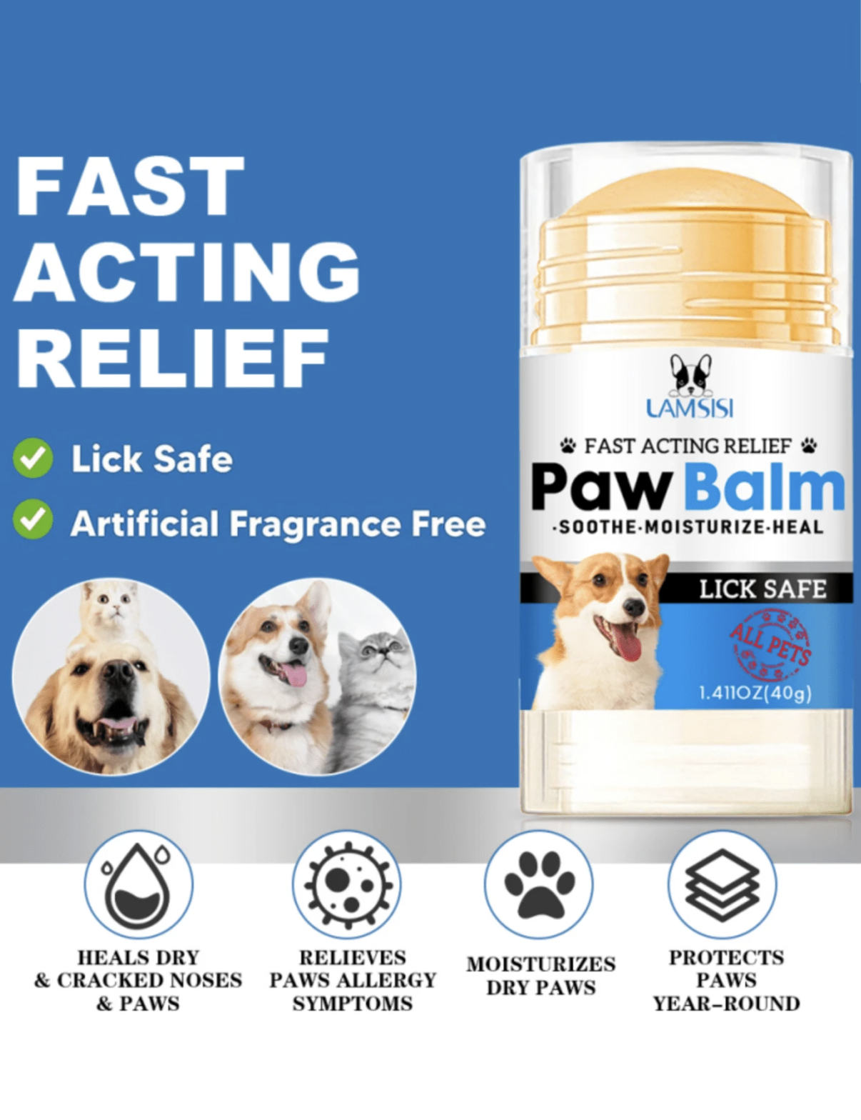 Dog Paw Balm Stick – Soothes Dry & Cracked Paws 🐾