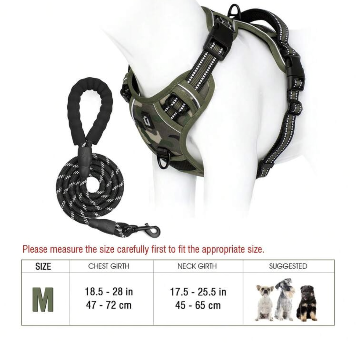 Camouflage No-Pull Reflective Dog Harness