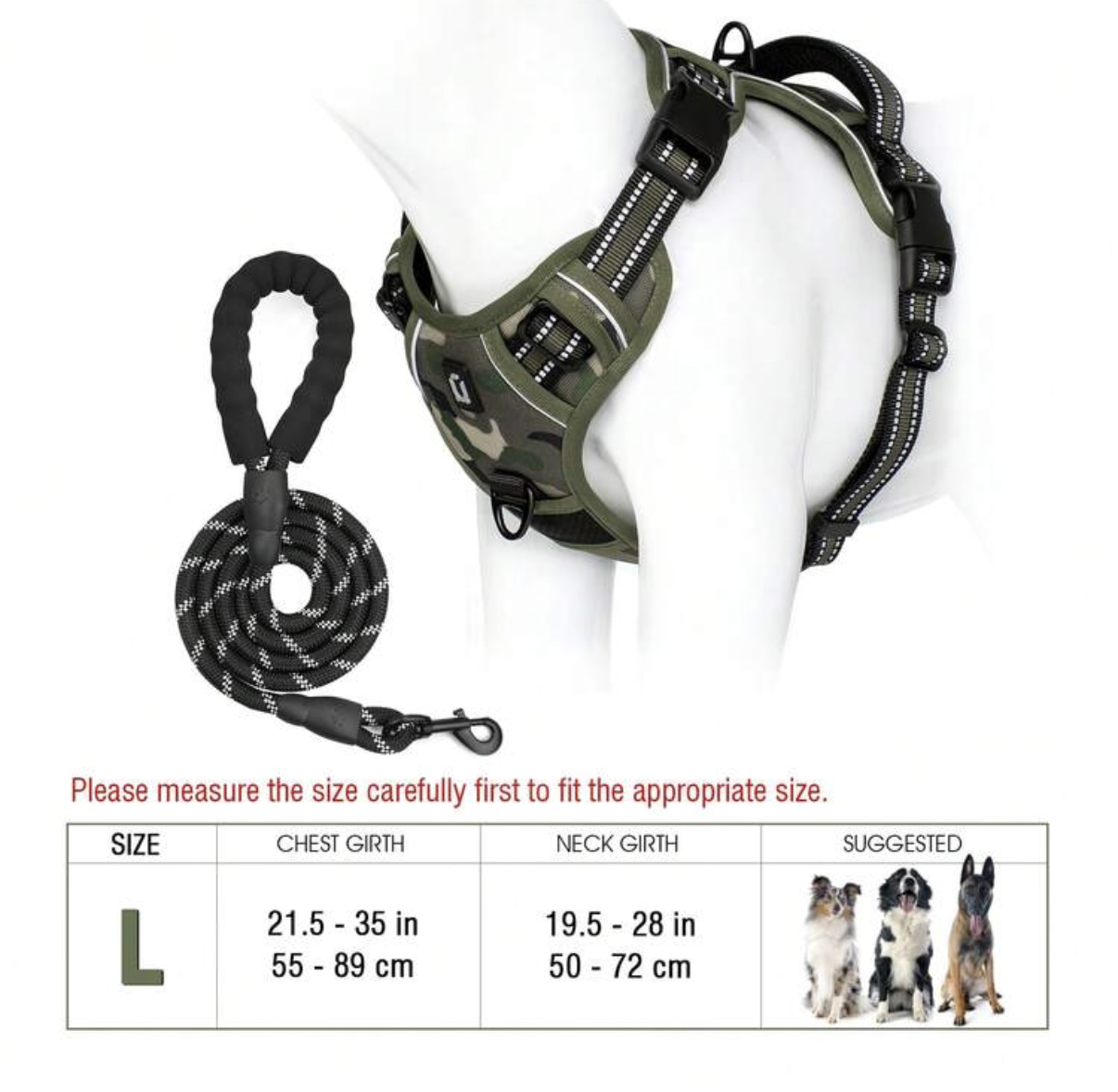 Camouflage No-Pull Reflective Dog Harness
