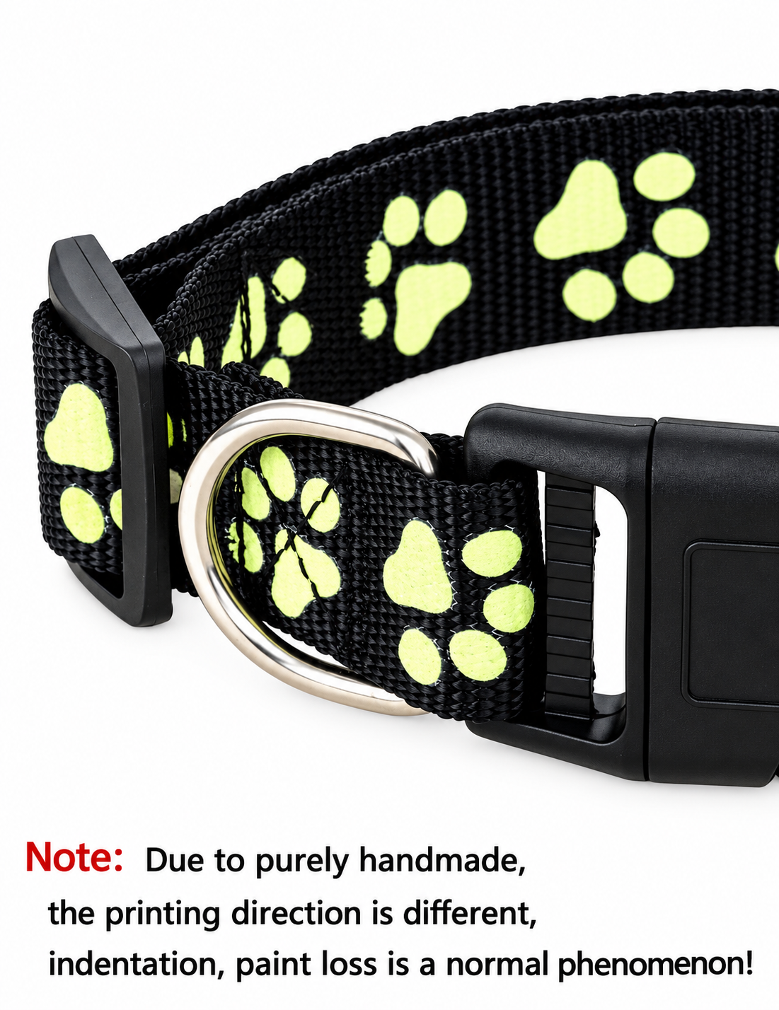 Glow-in-the-Dark Paw Print Dog Collar