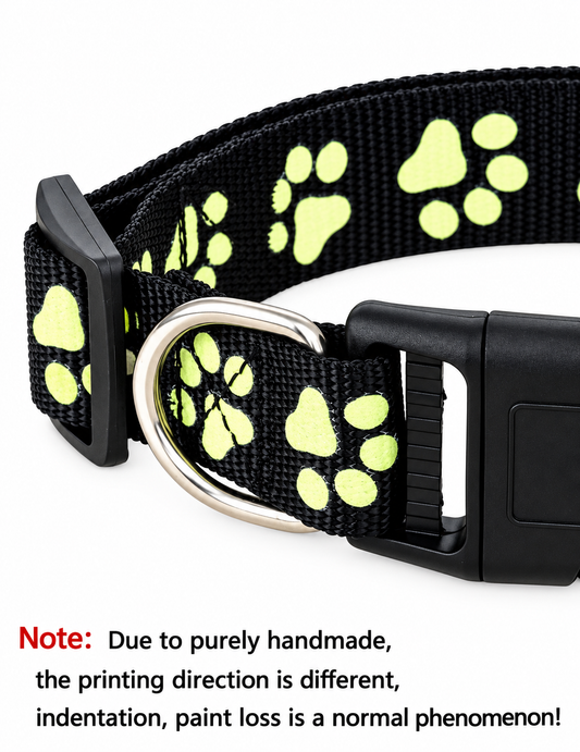 Glow-in-the-Dark Paw Print Dog Collar