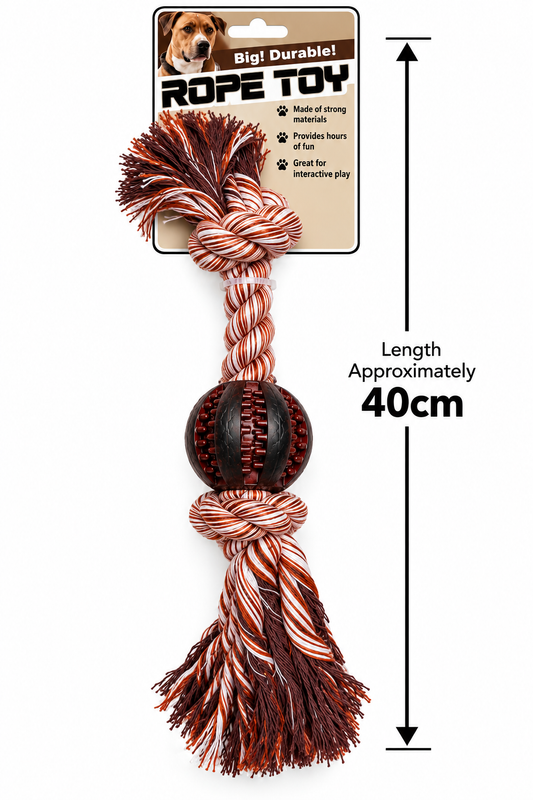 🐾 Textured Ball Rope Tug Toy