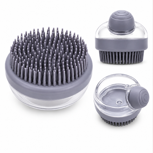 Pet Bathing Brush With Shampoo Dispenser, Soft Silicone Massage