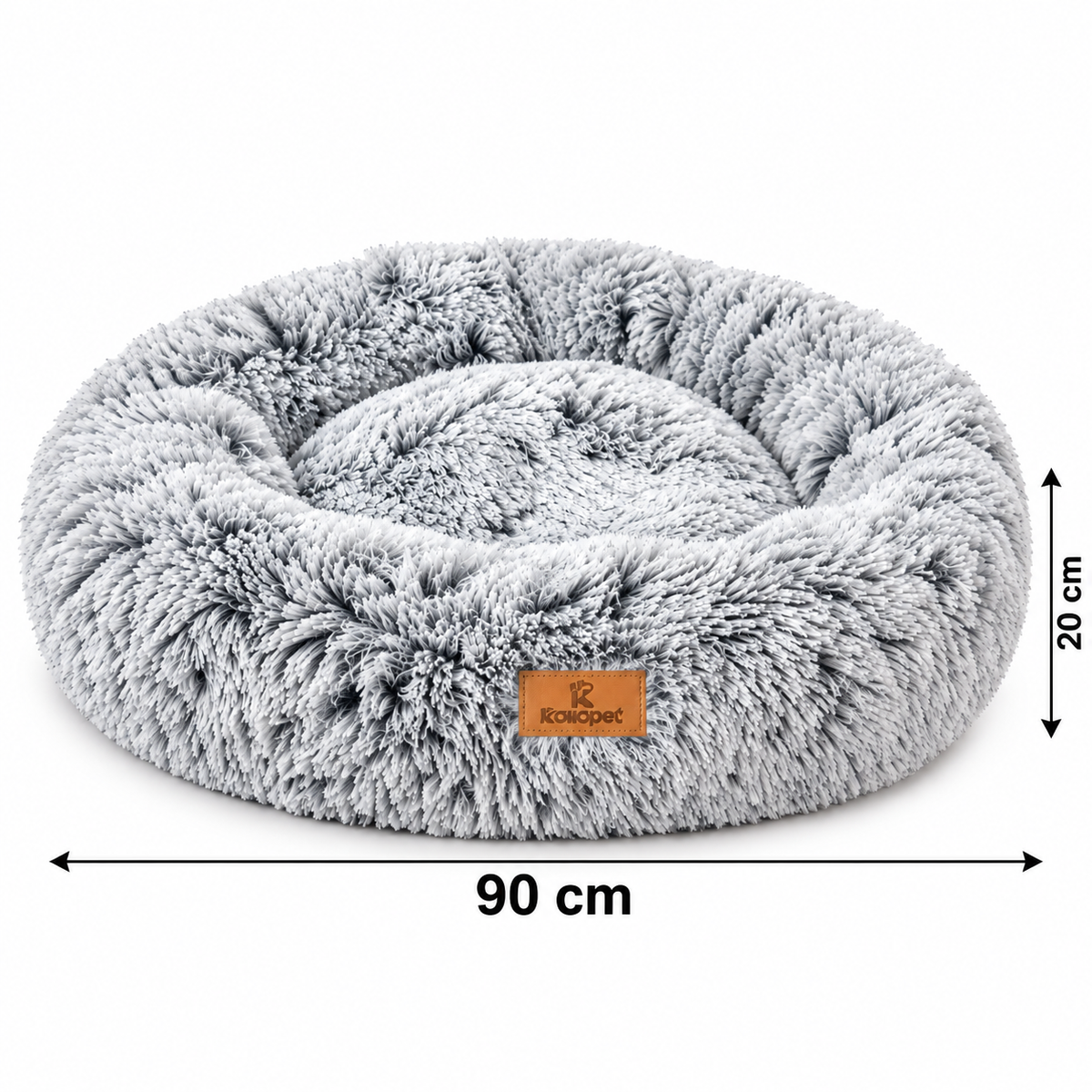 Luxury Plush Round Dog Bed – Grey