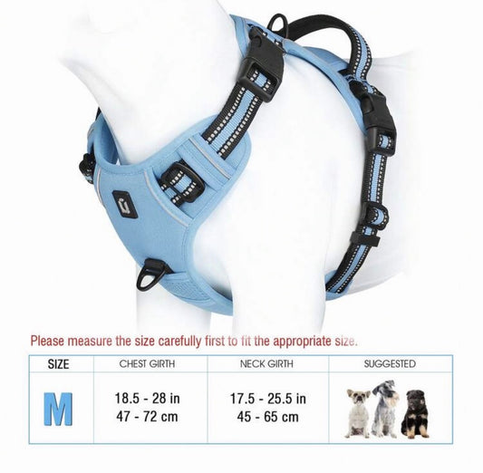 Sky Blue No-Pull Reflective Dog Harness