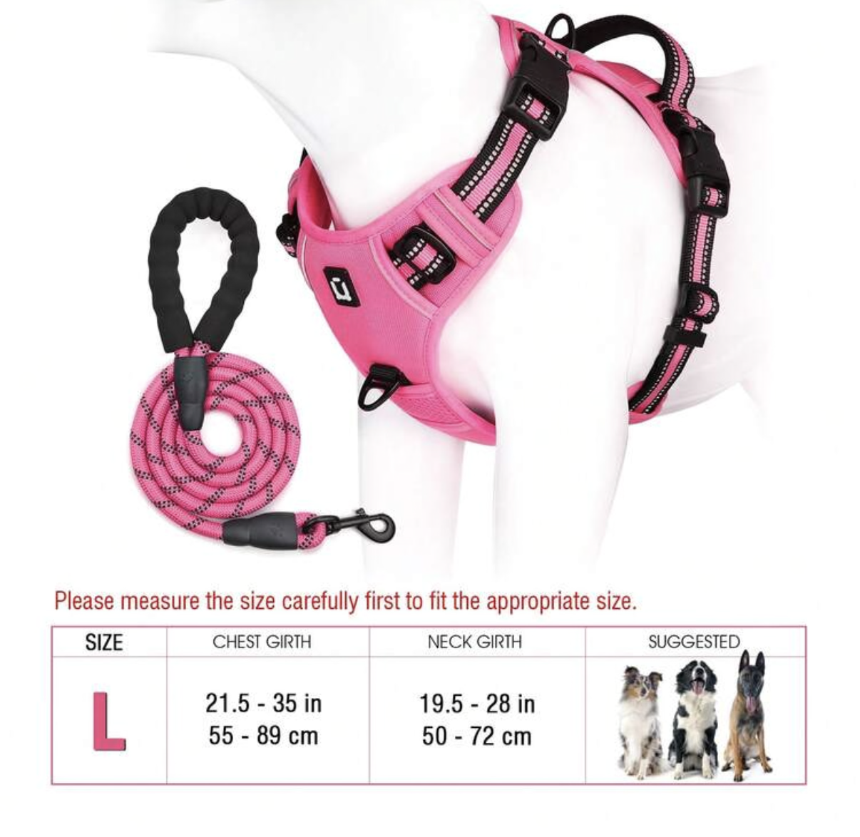No-Pull Reflective Dog Harness & Rope Lead Set