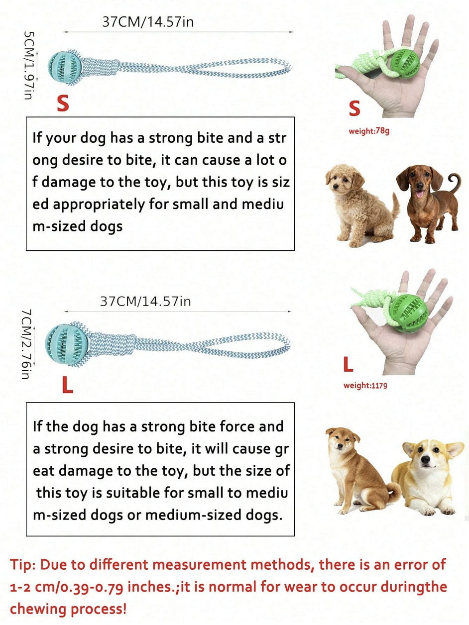 Dog Braided Rope Knot Toy with Ball and Handle
