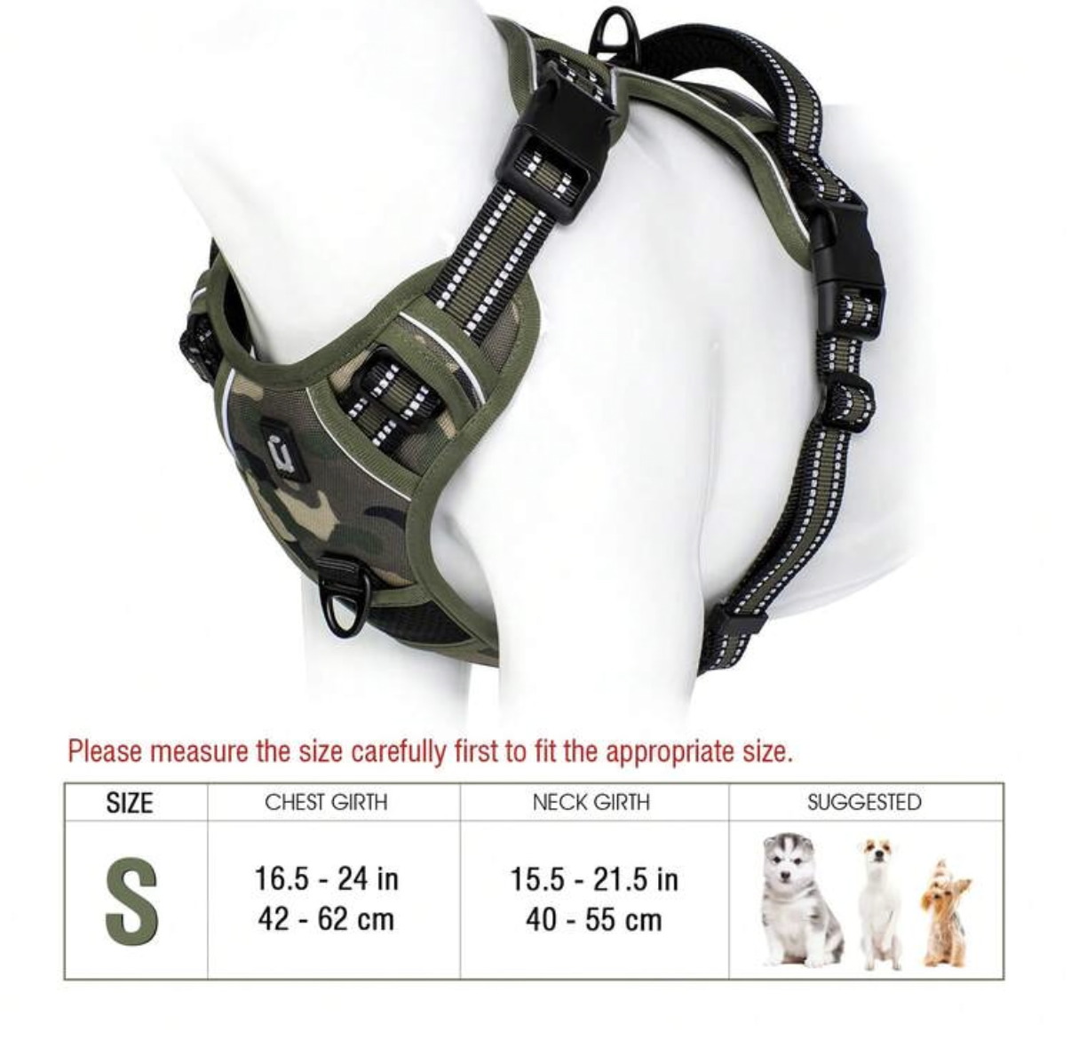 Camouflage No-Pull Reflective Dog Harness