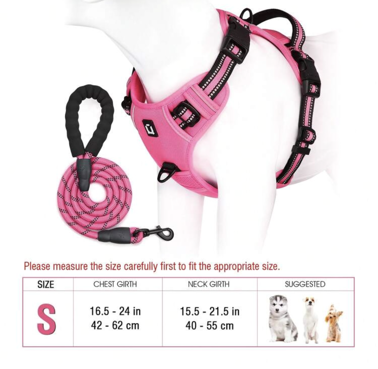 No-Pull Reflective Dog Harness & Rope Lead Set