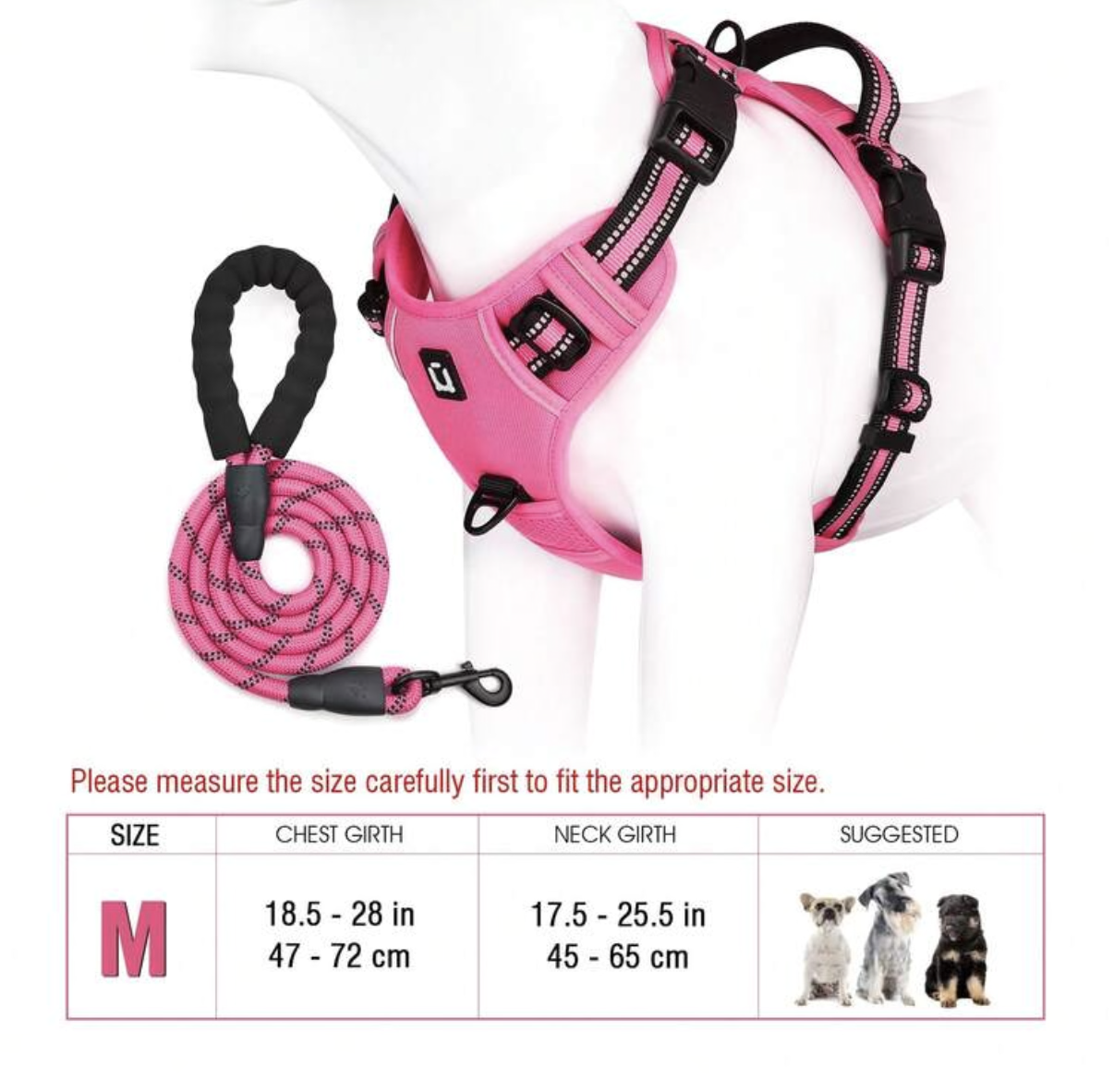 No-Pull Reflective Dog Harness & Rope Lead Set