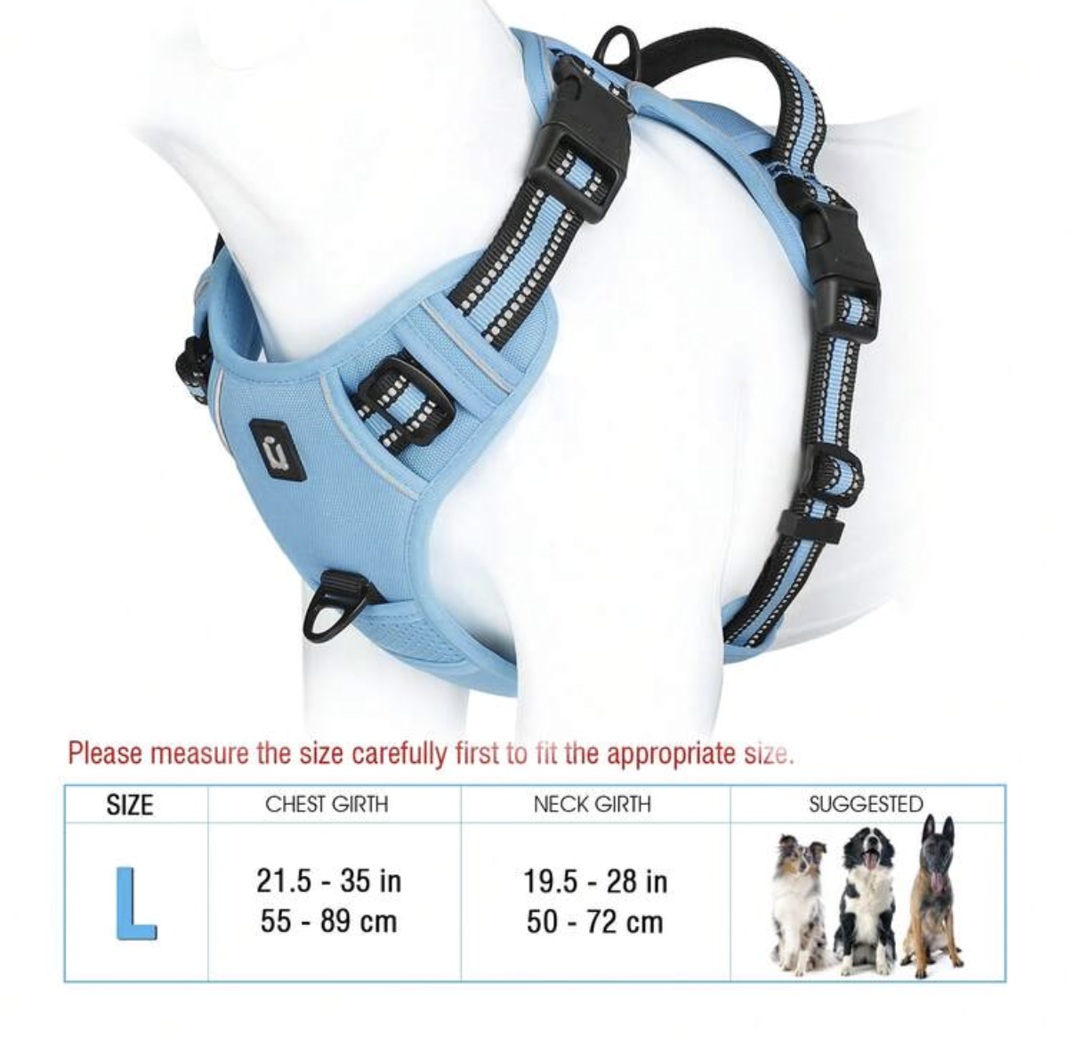 Sky Blue No-Pull Reflective Dog Harness