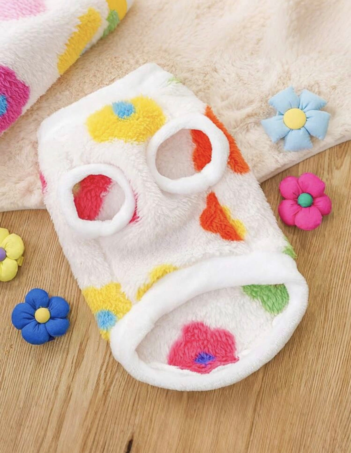Colorful Flower Plush Dog Vest
