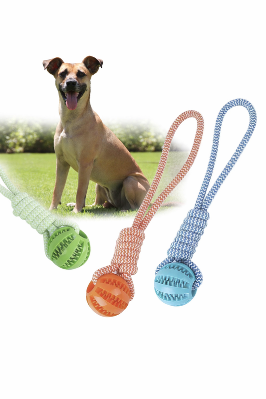 Dog Braided Rope Knot Toy with Ball and Handle