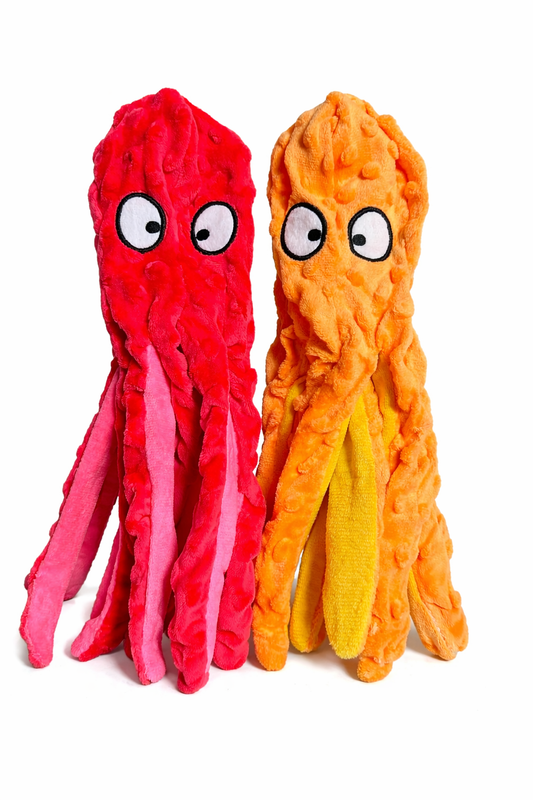 Octopus Squeaky Dog Toy, Crinkle Plush 2pcs