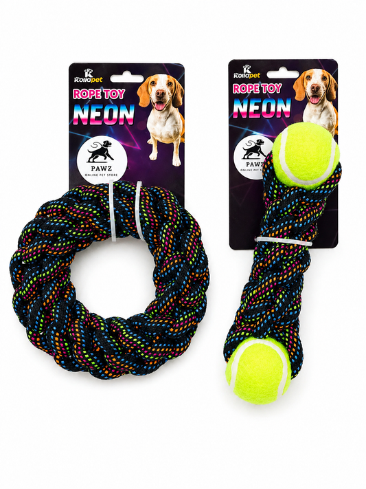 Dental Play Bundle – Rope Ring + Tennis Ball Tug Toy