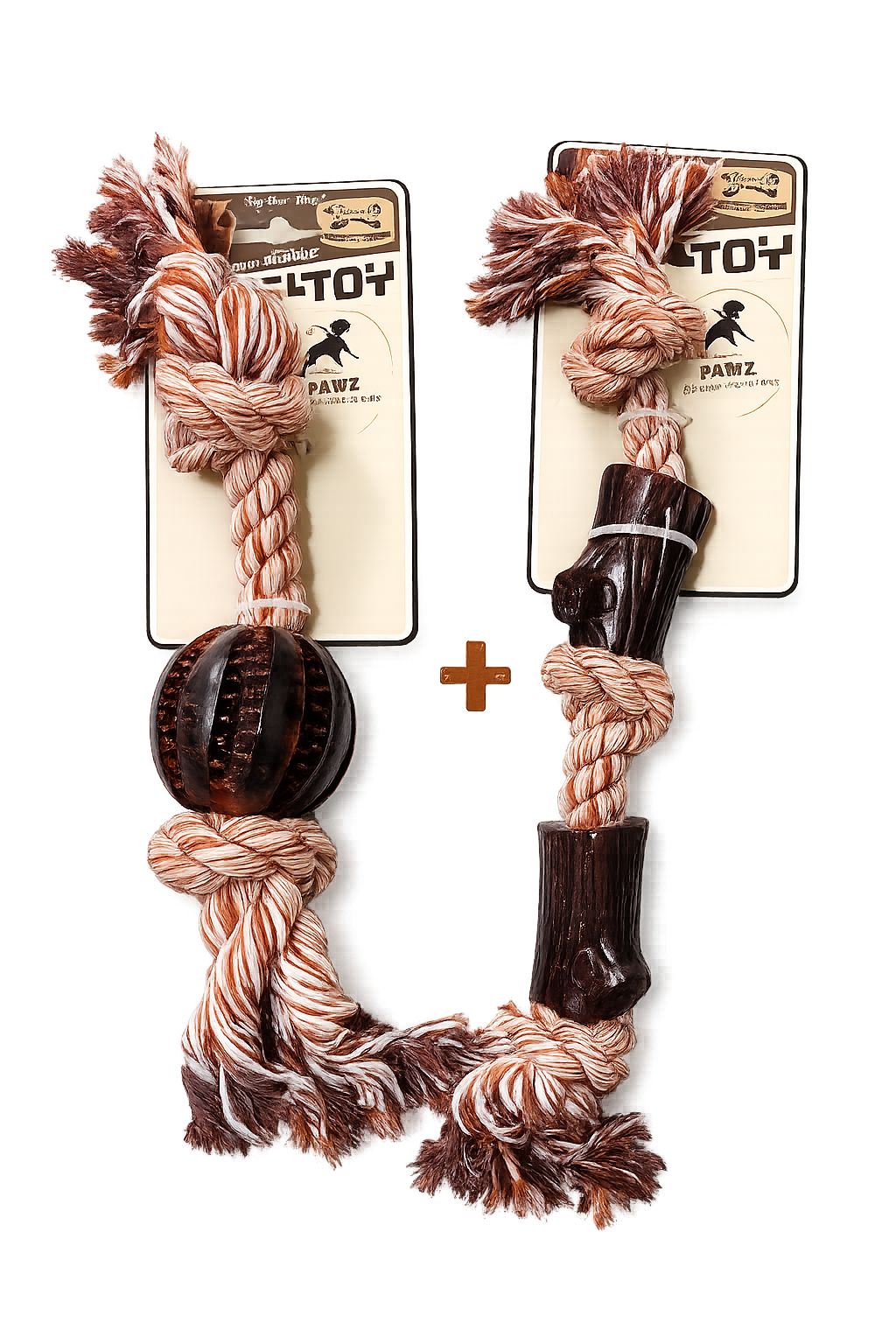 Pawz Dental Chew Rope Bundle – Ball Rope + Bone Tug Toy