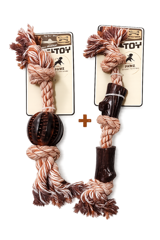 Pawz Dental Chew Rope Bundle – Ball Rope + Bone Tug Toy