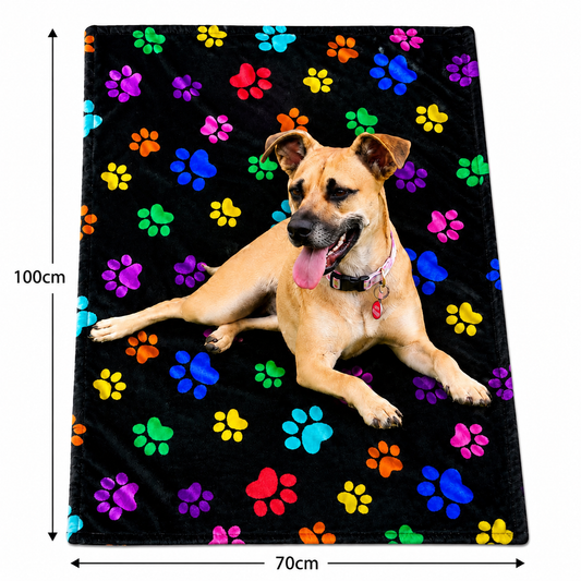 🐾 Pawz Colour Paw Print Fleece Blanket