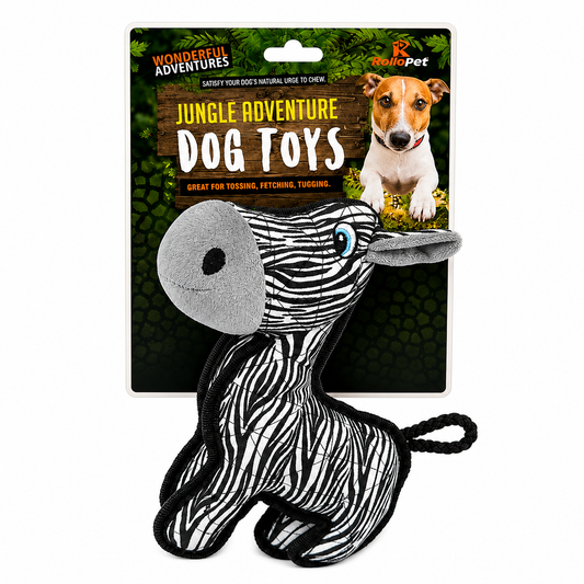 Zebra Dog Toy with Squeaker