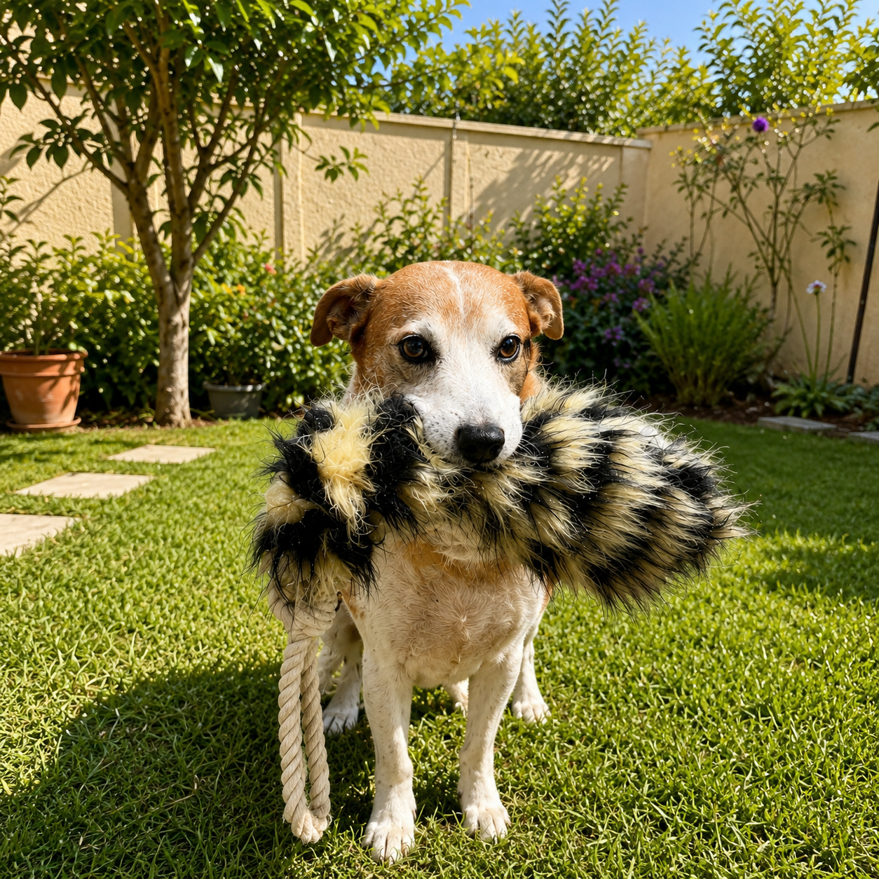 Wild Tails Faux-Fur Raccoon Rope Toy 🦝