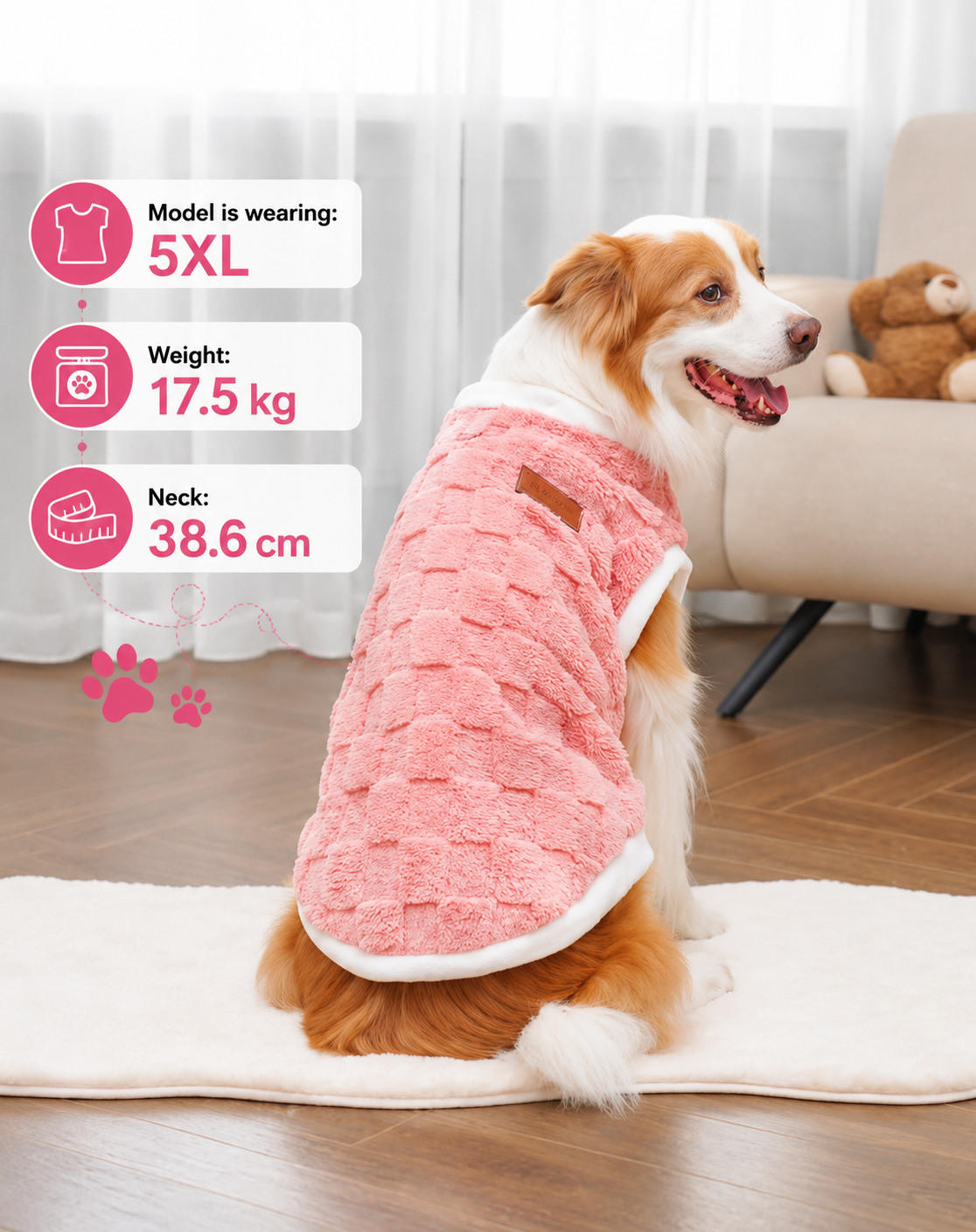🩷 Premium Plush Fleece Dog Vest – Pink