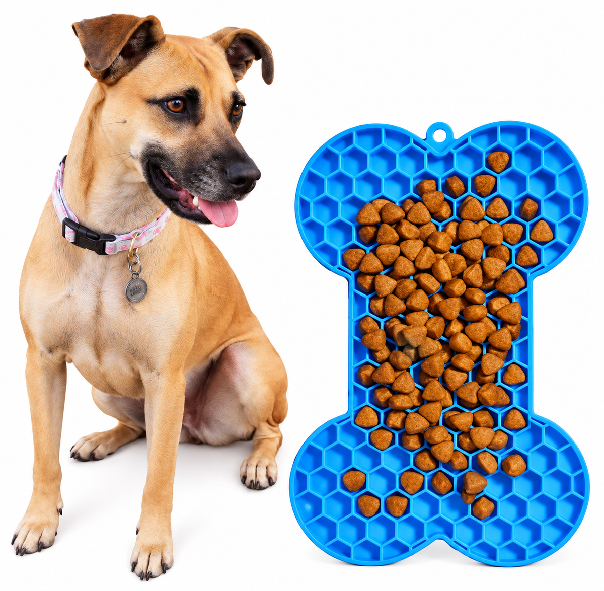 🐾 Bone-Shaped Silicone Lick Mat – 18 × 11 cm