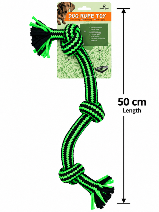🐾 Long Knotted Rope Dog Toy – Green & Black