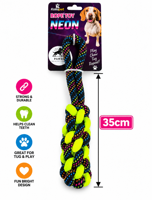 🐾 Neon Braided Rope Tug Toy