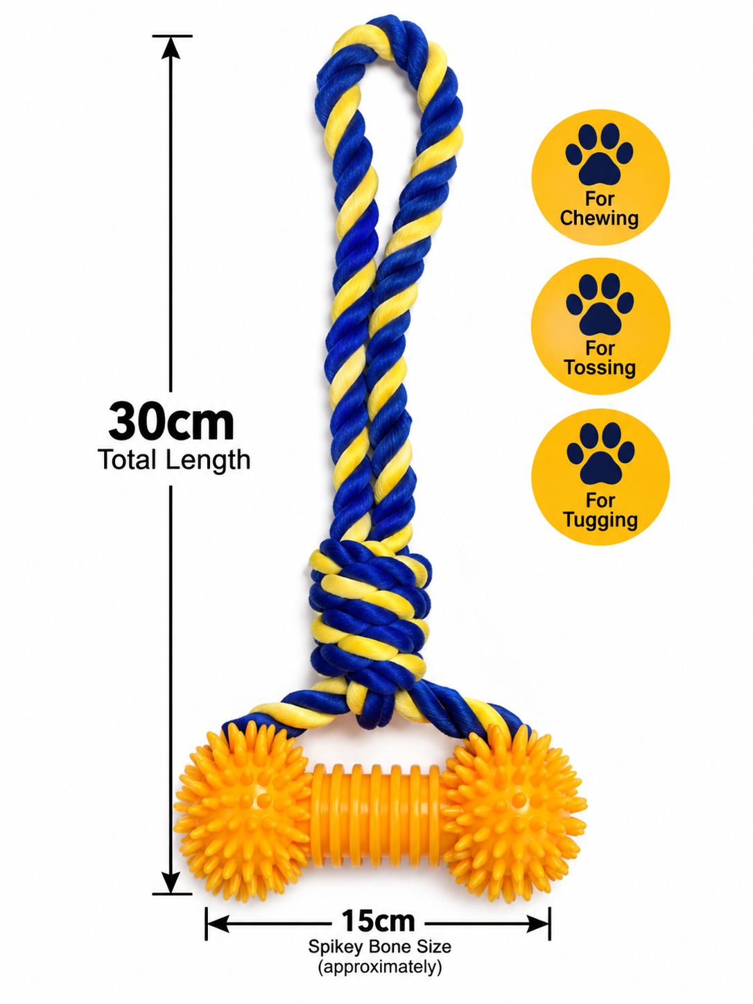 🐾 Rope Tug Toy with Spiky Chew Bone