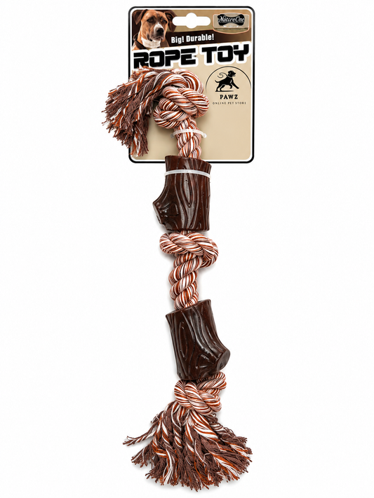 🐾 Durable Rope & Wood-Style Chew Toy